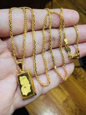 Real 22K 916 Yellow Gold Rectangle Necklace Dubai Made w/ 20” long 2.2mm 8.1g