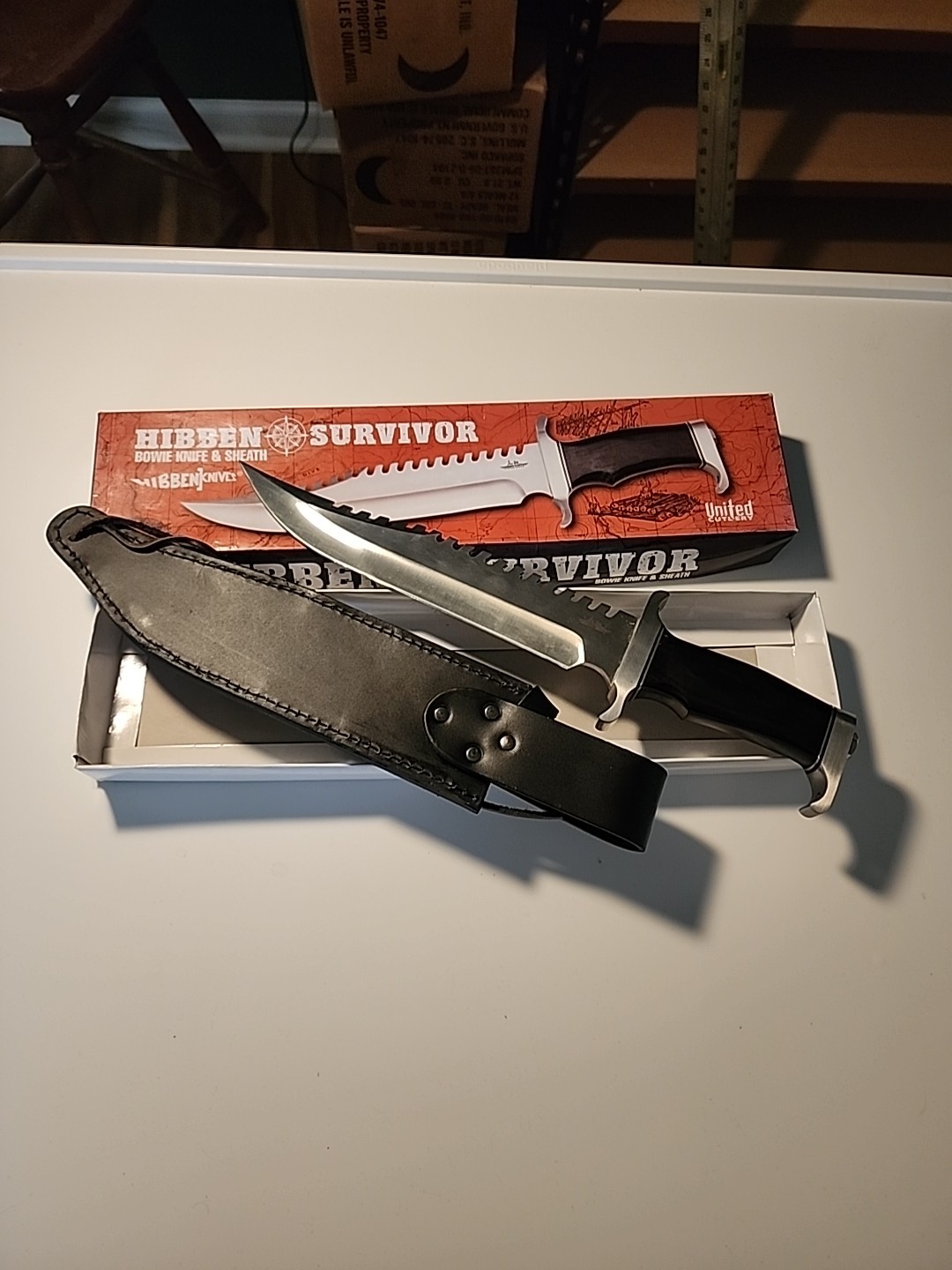 Gil Hibben 15in Survivor Bowie Knife with Sheath for Extreme Survival