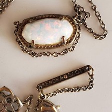 Kendra Scott Elisa Pendant Necklace Gold White Kyocera Opal Iridescent