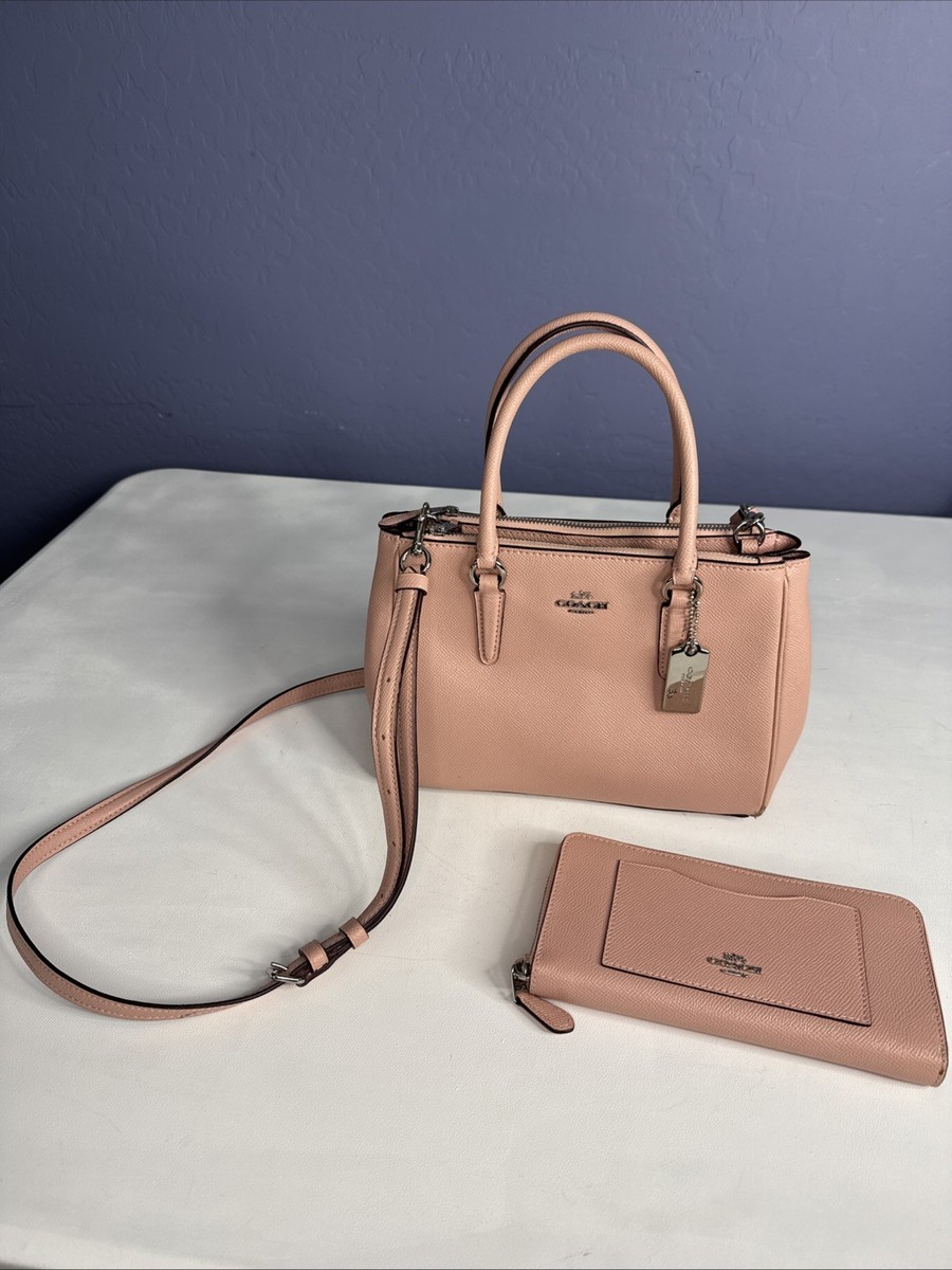 Coach Mini Surrey Carryall Bag Pedal Pink With Wallet Crossbody