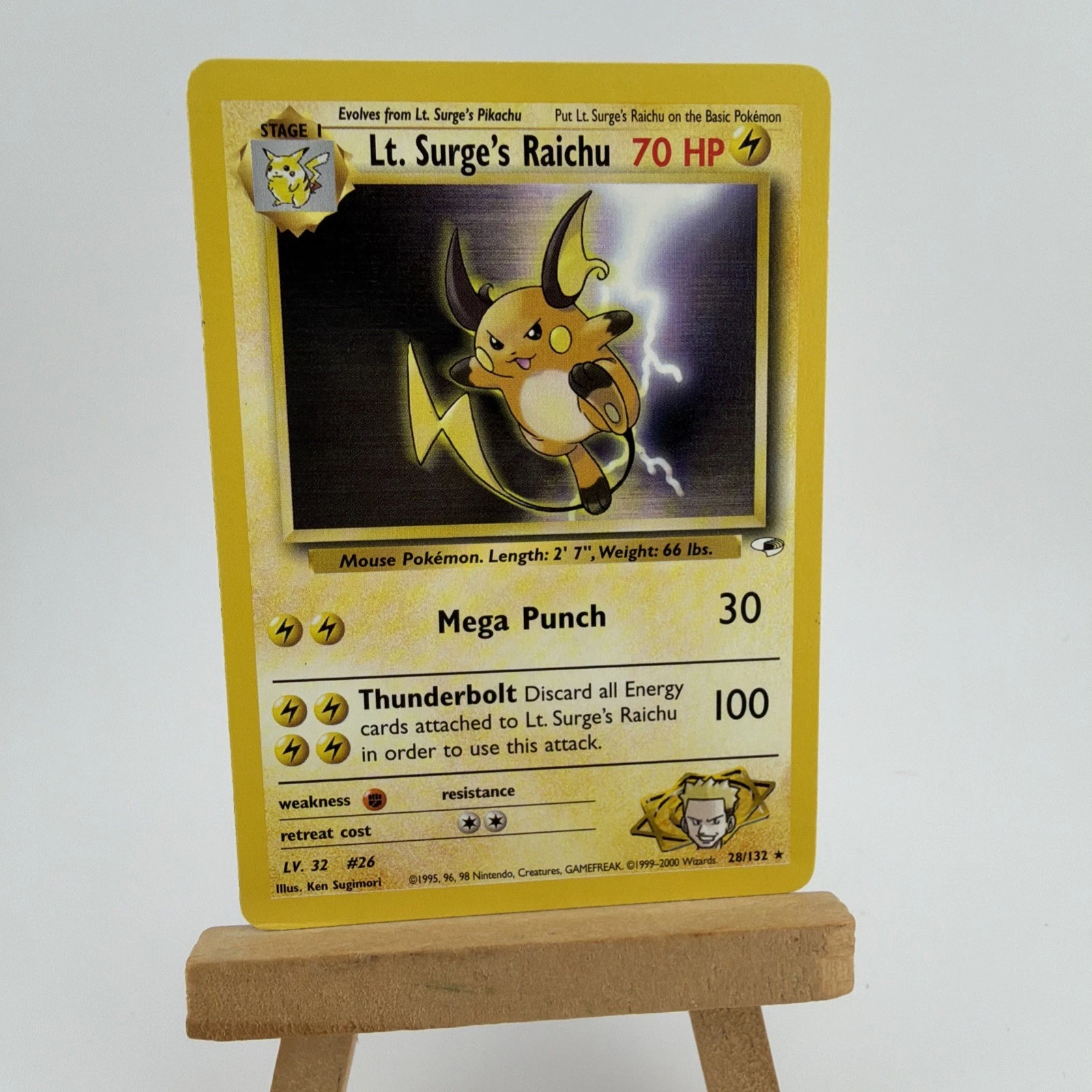 Pokémon Lt. Surge's Raichu 28/132 Gym Heroes Rare Regular Pokemon Card MP