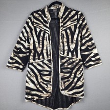 Chicos Travelers Size S Open Front Jacket Animal Print Zebra Maximalist Longline