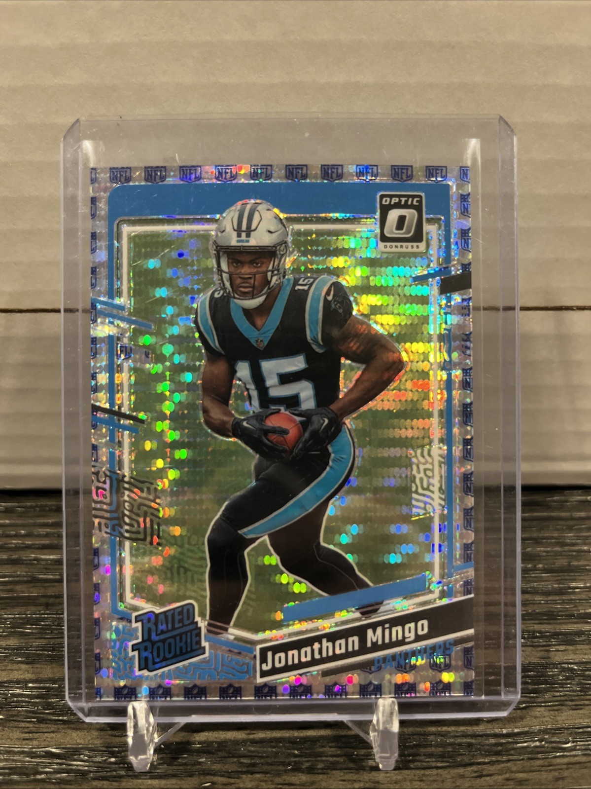 2023 Panini Donruss Optic - Rated Rookie Shield Prizm #215 Jonathan Mingo #/32