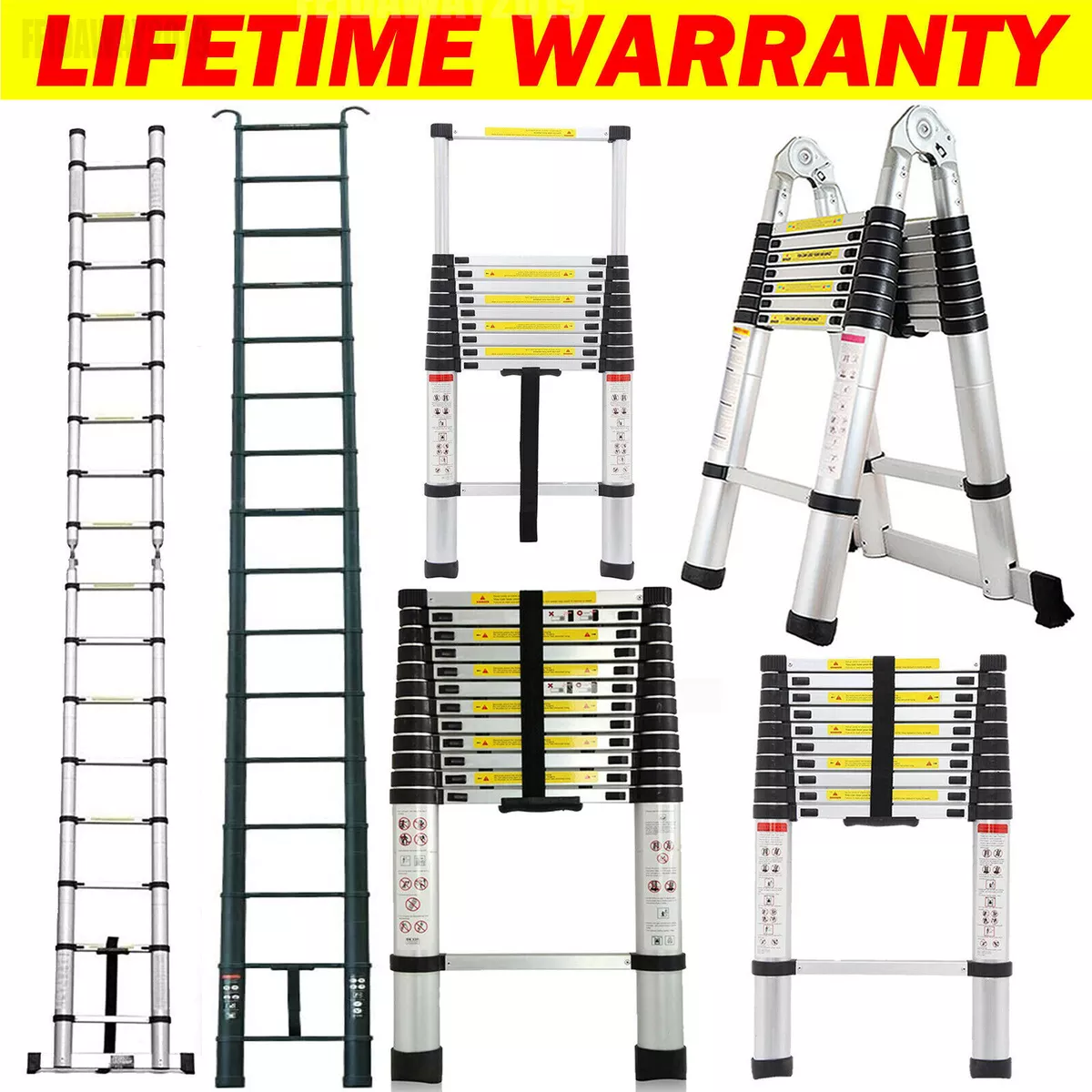 12 ft Reach Professional Wide Step Telescoping A-frame Ladder