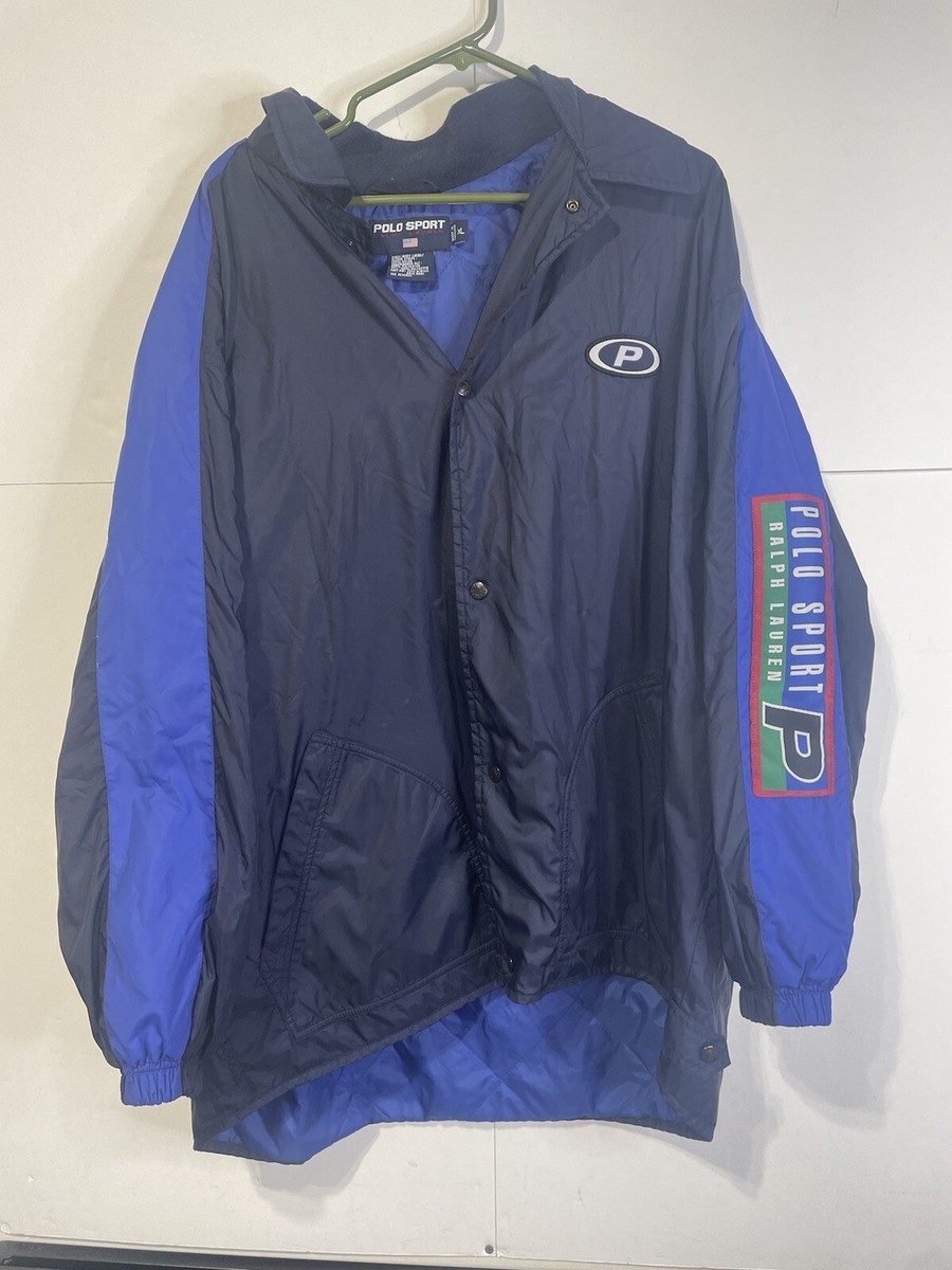 Ralph Lauren Polo Sport Vintage Coach Long Windbreaker Jacket XL  