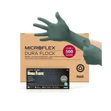 Microflex Dura Flock DFK-608 Thick 11mil Nitrile Gloves w/Flock Lining for Au...