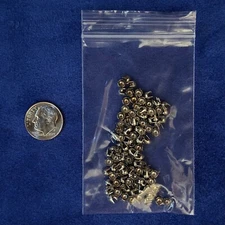 Set-of-100 3mm Long Leg DOMED 4-PRONG NAILHEADS (Doll Buttons, etc) Silver-toned