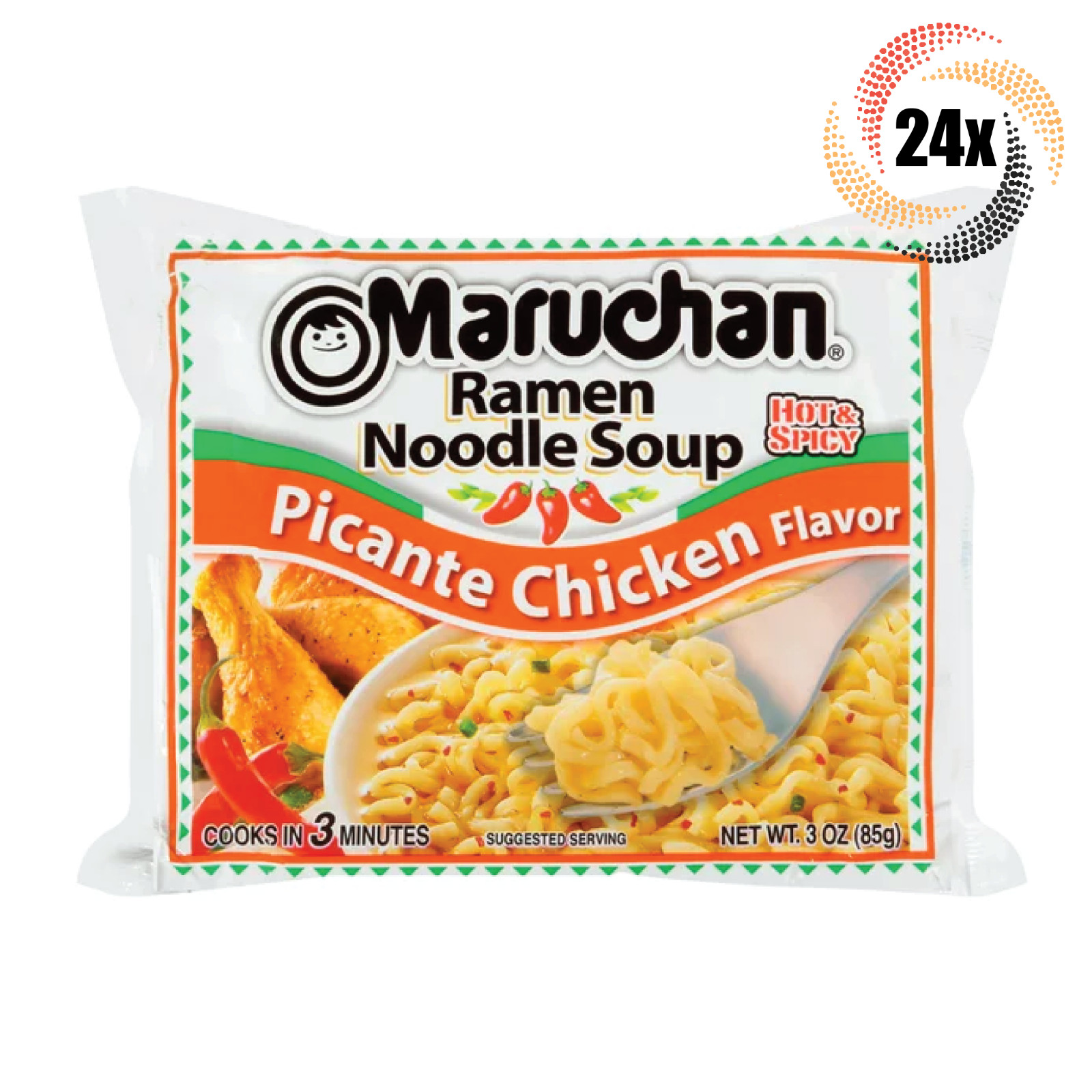 24 пакетика Раменского супа с лапшой Maruchan быстрого приготовления с пикантным куриным вкусом | 3 унции