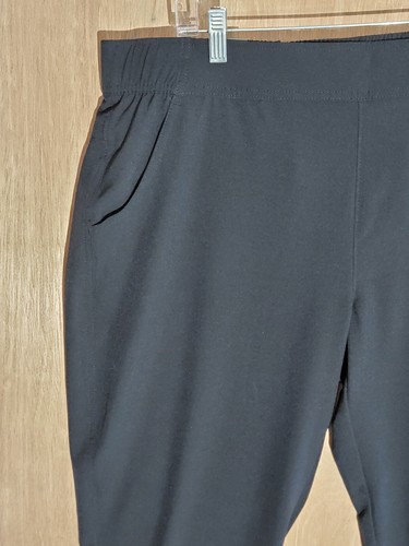 eddie bauer active wear tek chino pants womens XL tapered elastic waist black - 第 2/11 張圖片