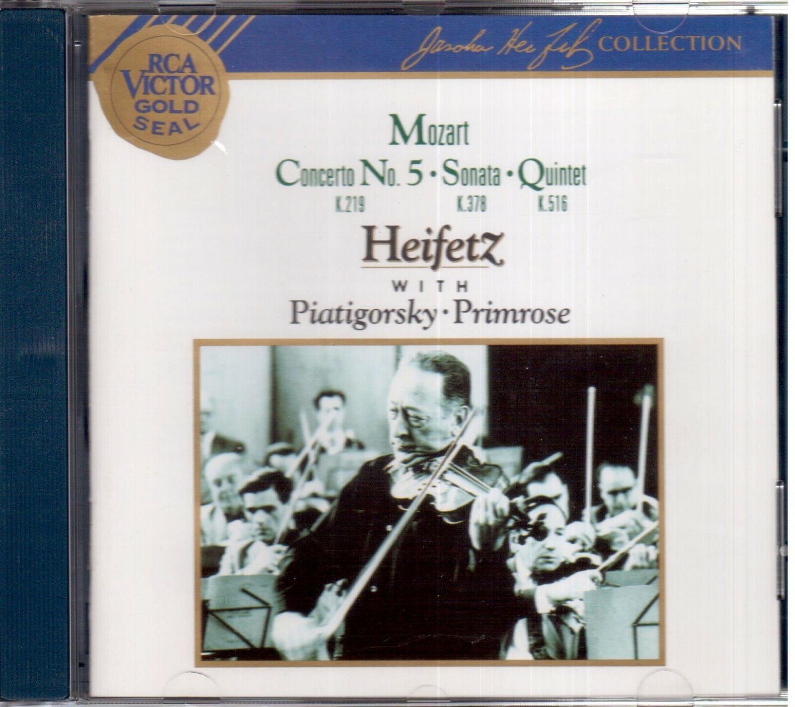 Mozart: Concerto N. 5, Sonata K 378, Quintetto K 516 / Heifetz, Primrose, Pia CD