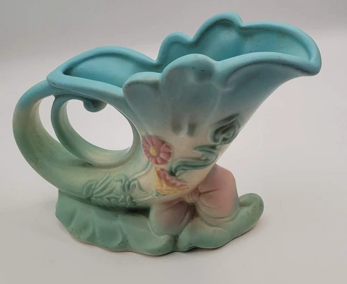 Hull Art Bow Knot vase, blue, B-5, 7 1/2" vintage, no flaws