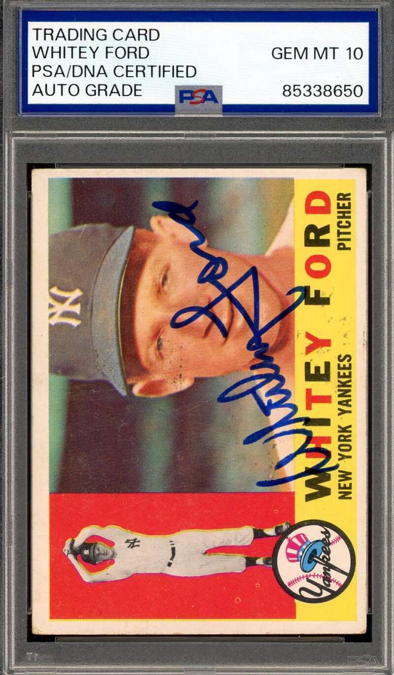 Whitey Ford Gem Mint 10 PSA DNA Signed 1960 Topps Autograph