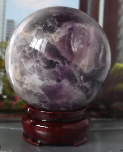 80mm purple Glow In The Dark Stone crystal Fluorite sphere ball - Picture 4 of 6