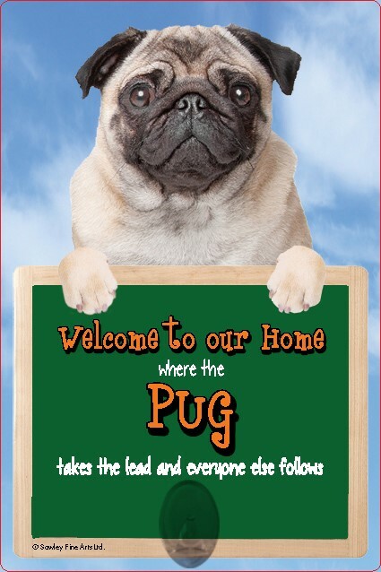 PUG dog lead holder Pugs sign Welcome to our Home sign dogs dog sign novelty fun