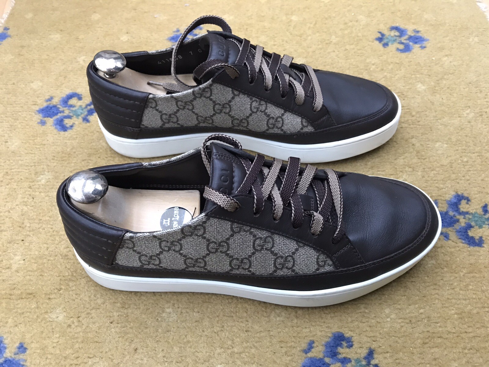 Gucci Trainers Sneaker Shoes Monogram Brown Low Top Canvas Mens UK 7 US 8 EU 41 thumbnail 8