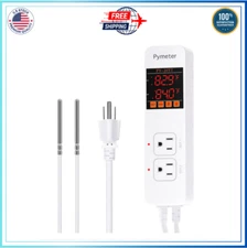 Digital Temperature Controller Dual Probe–Reptile Thermostat for Heat Mat & Fan