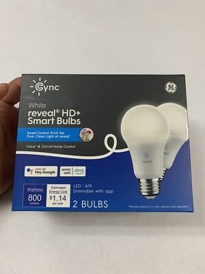 GE CYNC 2pk Reveal Smart Light Bulbs, White, Bluetooth and Wi-Fi Enabled