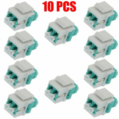 10 Pack LC-UPC OM3 Keystone Jack Duplex Multi Mode Fiber Optical Insert Coupler