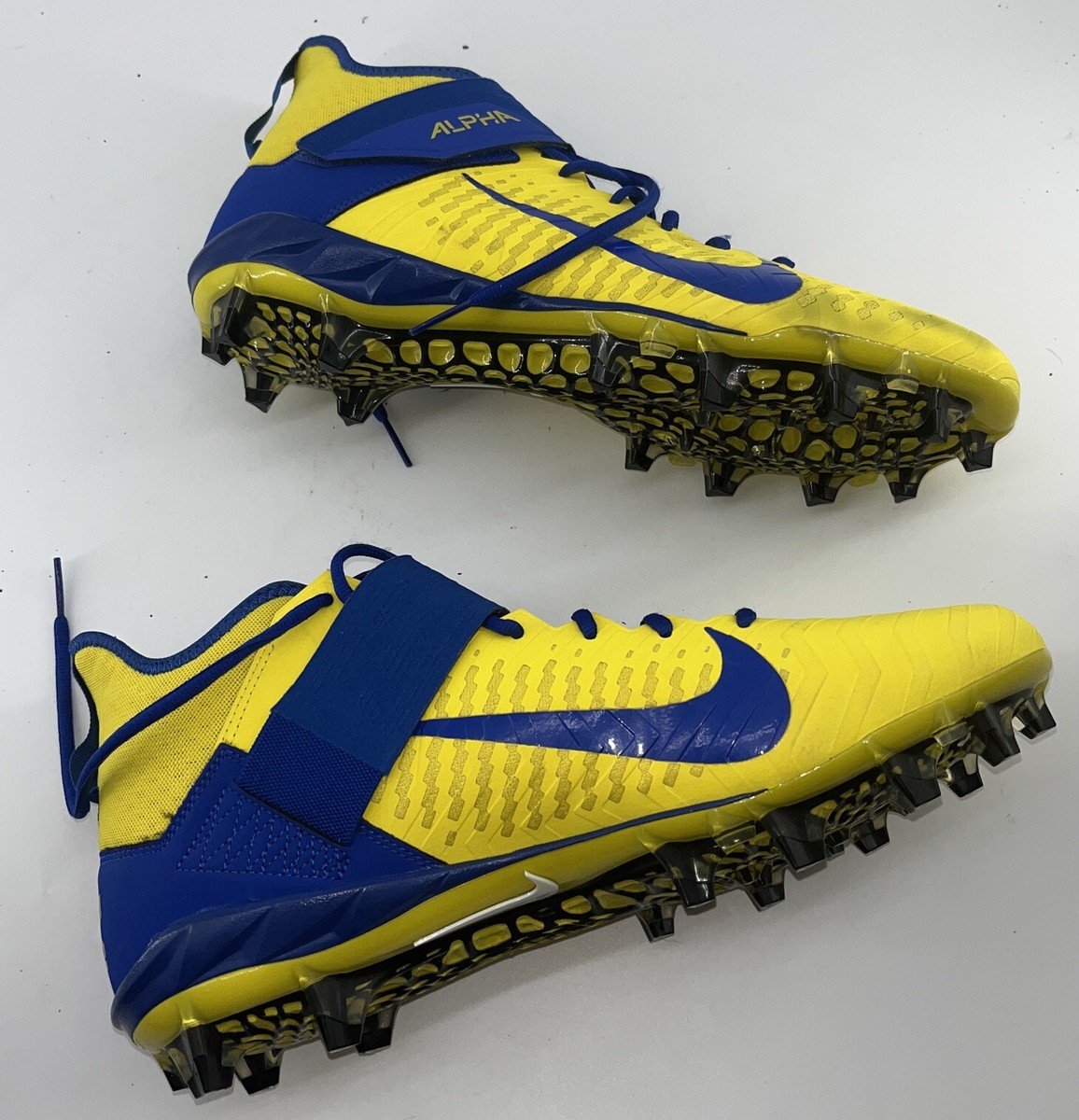 Size 15 Nike Alpha Yellow & Blue Notre Dame Football Cleats CT6704