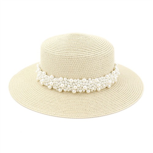 Women Ladies Straw Boater Hat Festival Summer Sun Travel Beach Hat Cap Flat Top - Bild 4 von 10