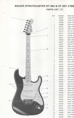 Parts List & Diagram FENDER Stratocaster ST-262, ST-357 Electric