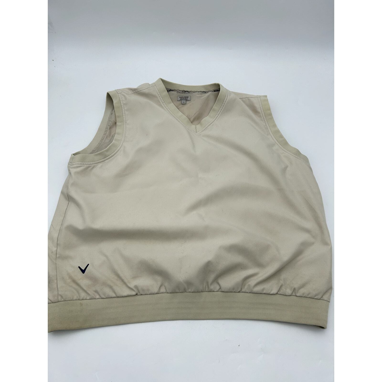 Callaway Men’s Large Beige Polyester Knit Pullover Golf Vest Sport Outerwear
