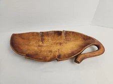 Leaf Shaped Wood Snack Tray - Brown