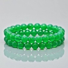 Natural Emerald Stone Bracelet 8mm Green Crystal Stretch Bracelet Handmade