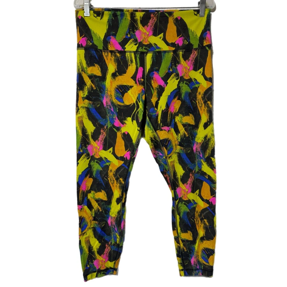 Leggings ajustados Lululemon Wunder Train tiro alto 14 Undertone negros multi neón Foto 2 de 4