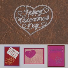 Happy Valentine  s Day Heart Frame Sentiment Cutting Die   Script Font w Hearts