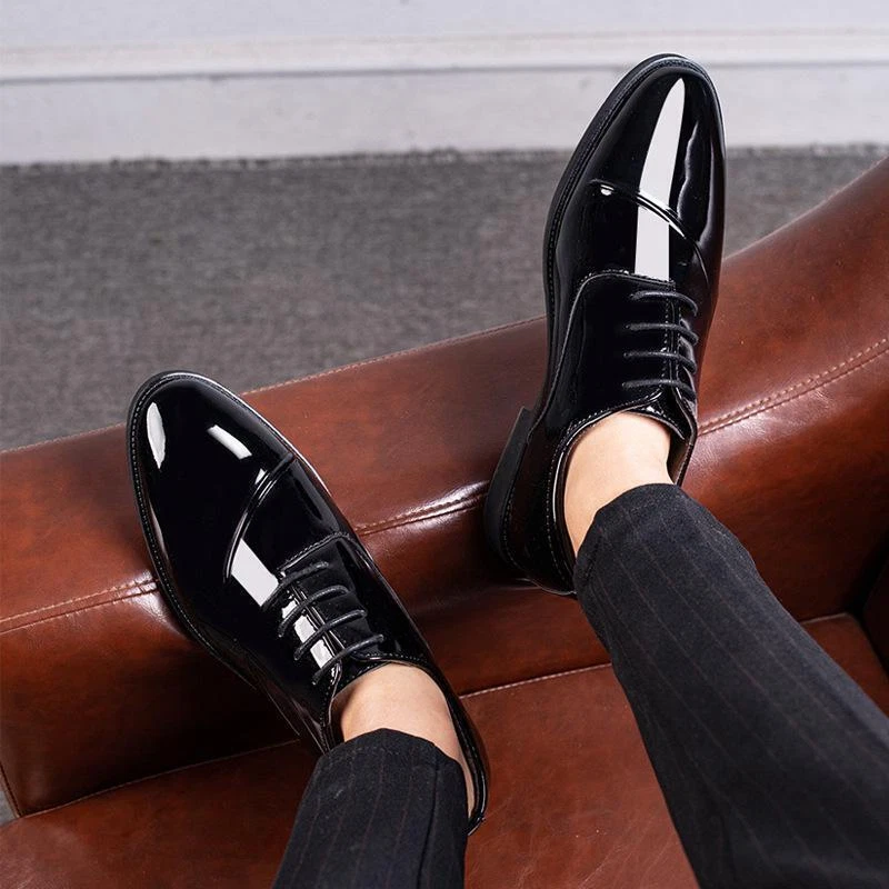 Men s Formal Lace Up Patent Leather Tuxedo Wedding Dress Shoes Shiny Oxfords