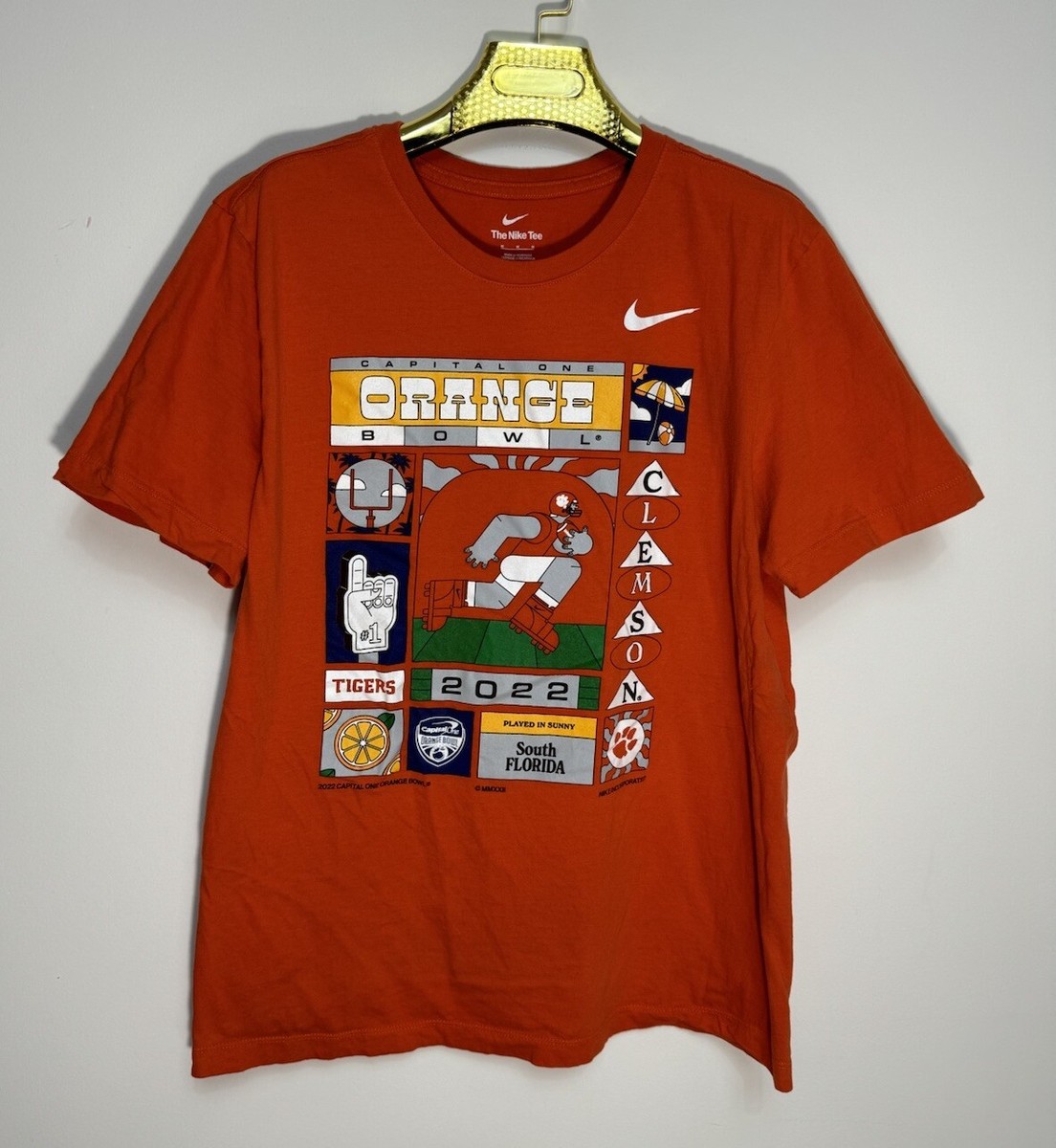 Nike Clemson Tigers Orange 2022 Orange Bowl Football Graphic T-Shirt Rare