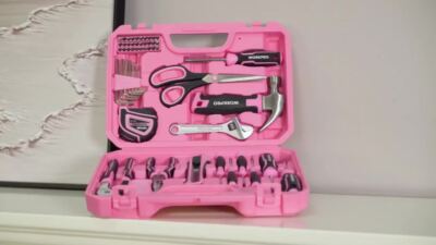 WORKPRO 52-Pieces Pink Tools Set Basic Tool Household Tool Kit w