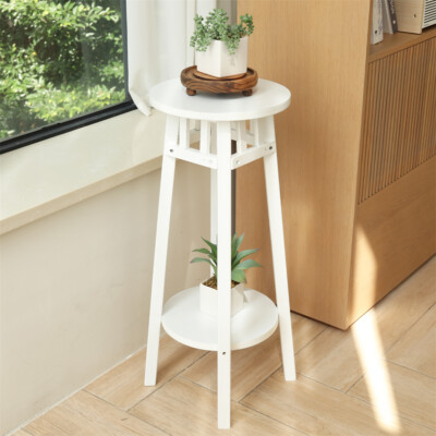 Blumenhocker Blumensäule Blumenständer Weiß Beistelltisch Holz Rund / Rechteck