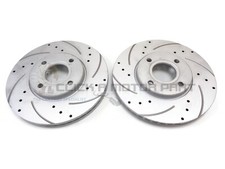 Front 2 Drilled And Grooved Brake Discs Set For Ford Ecosport 2013-2017