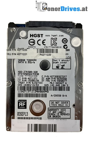 Hitachi HTS725032A7E630 - 320 GB - SATA - PCB 220 0A90351 01 *