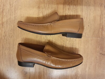 Burton Menswear London Tan Loafers Faux Leather Worn Once  display picture 3