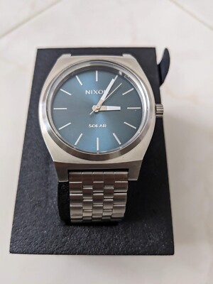 Nixon Time Teller Solar Silver Dusty Blue Sunray Stainless Steel