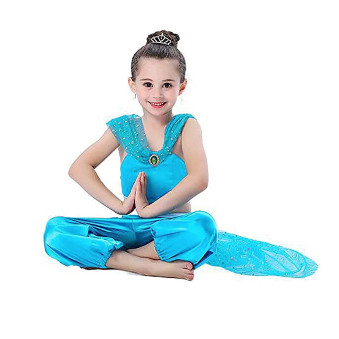 Aladdin Jasmine Princess Cosplay Women Girl Fancy Dress Halloween Party Costume - Image 2 of 4