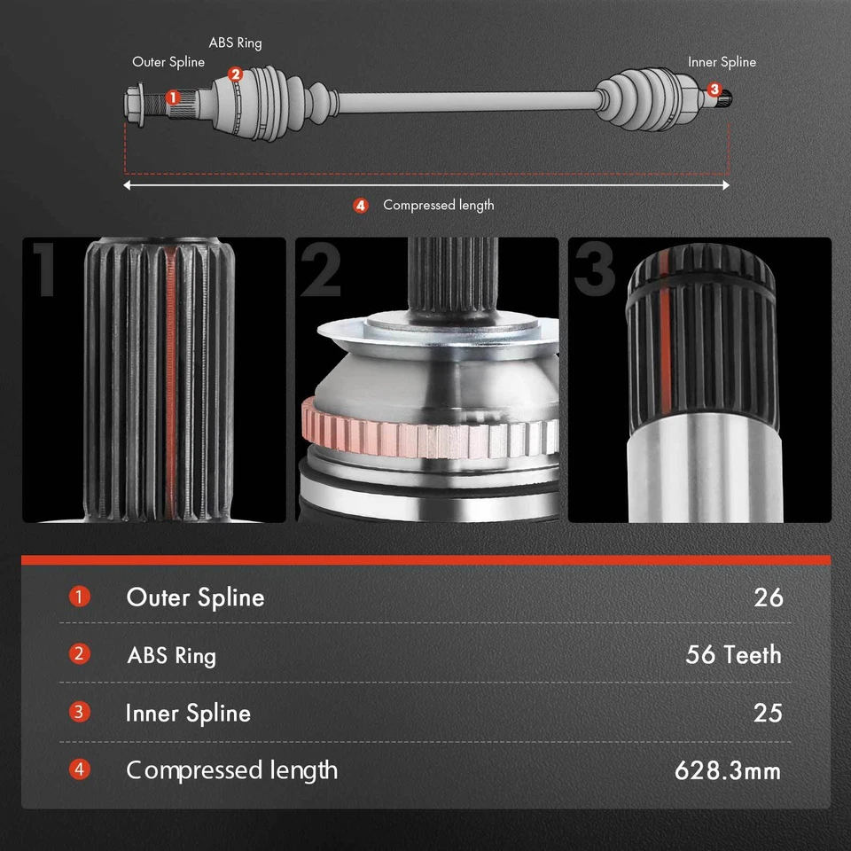 Front Left CV Axle Assembly for Chrysler Cirrus Sebring 1995-2000 Dodge Stratus - Image 2 of 4
