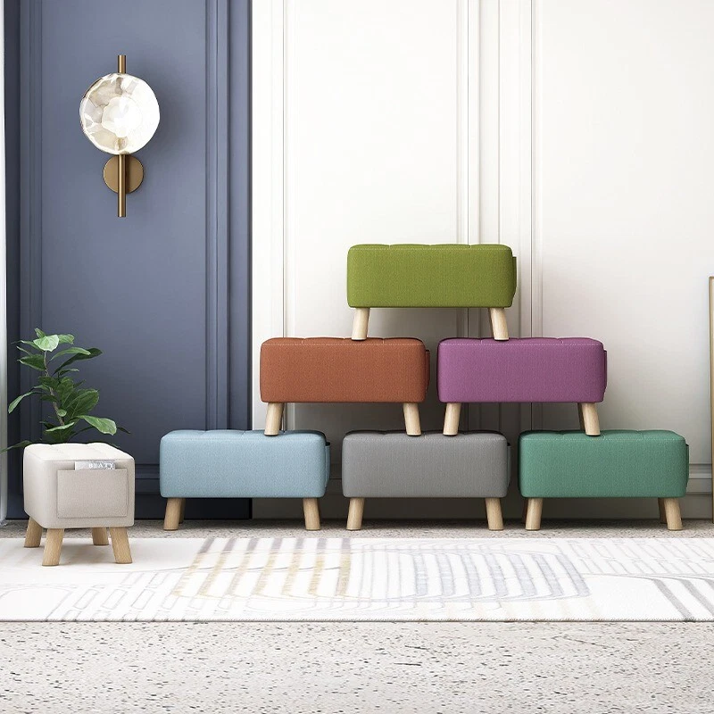 Solid wood small stool, home door shoe changing stool, simple small square stool - Image 3 of 4