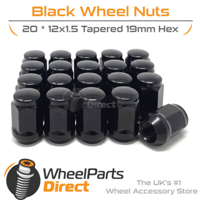 Wheel Nuts (20) 12x1.5 Black for Kia Pro Cee'D [Mk3] 18-22 on Aftermarket Wheels