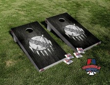 Oklahoma Flag Black and White Cornhole Board Vinyl Wrap Laminated Sticker Set