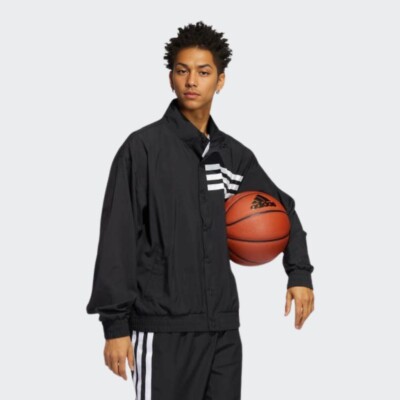 Size L- Adidas MEN'S BB SNAP BASKETBALL TRACK JACKET, BLACK. | eBay