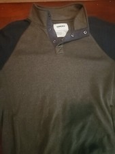 Sonoma Mens Fleece Sweater Size L Black Green Sweatshirt Long Sleeve Pocket