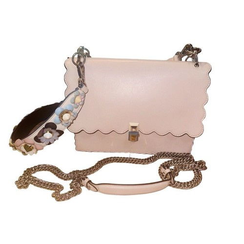 Fendi Kan I Vitello Scalloped Bag Includes Extra Floral Leather Crossbody Strap