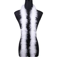 2 Yards Fluffy Marabou Feather Boa for DIY Craft Sewing Trim - 20g White