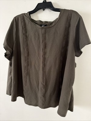 Babeau Olive Short Sleeve Shirt Women s Size 3Xl Casual Top