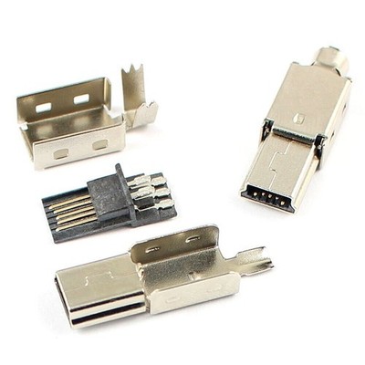 5pcs mini USB 5 pin male connector plug wire cable socket metal housing #zc