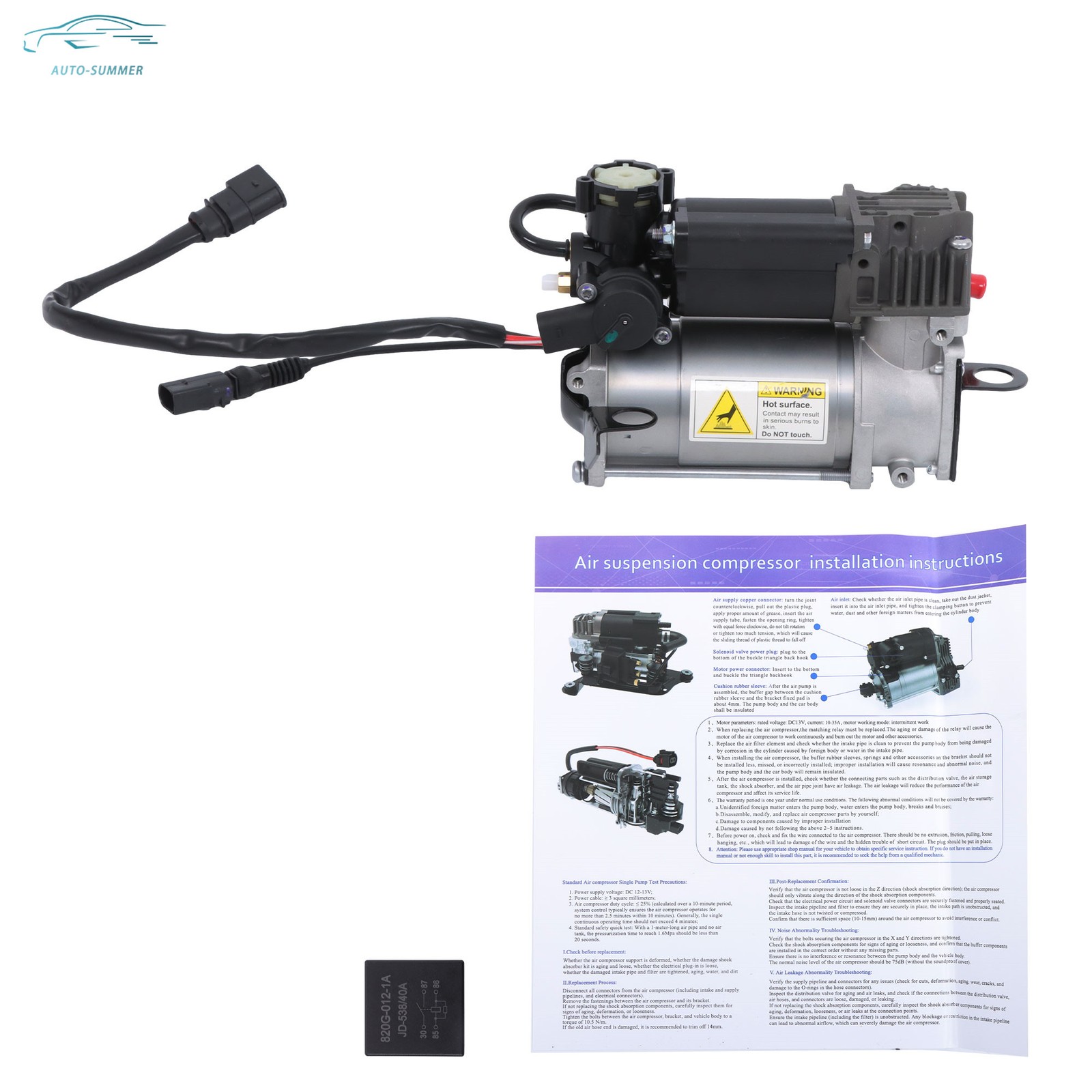 Air Suspension Compressor Pump For Bentley Continental Flying Spur 6.0L 2006-12